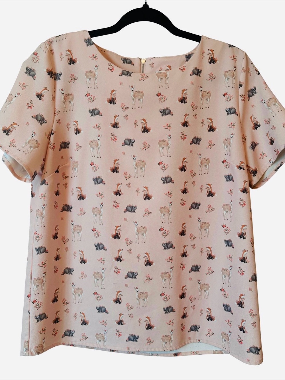 TWIK- Women’s Blush Pink Printed Short Sleeve Top